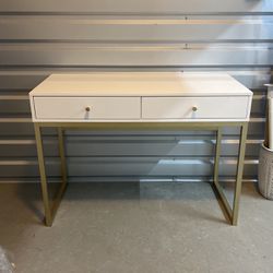 White + gold Vanity Desk