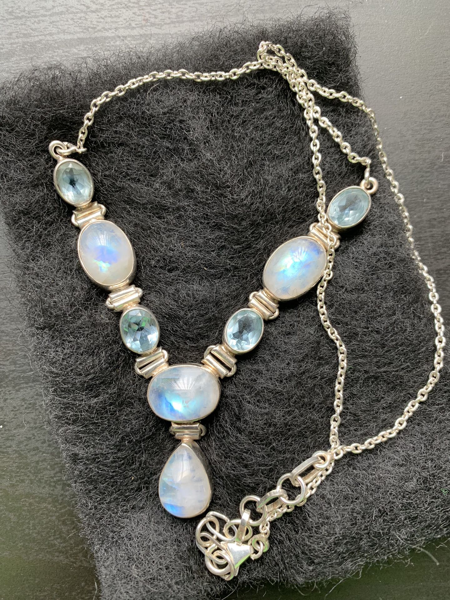 Sterling Silver Rainbow Moonstone And Topaz 