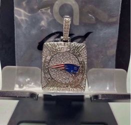 New England Patriots Championship Pendant - Iced White Gold By GLD SHOP NFL