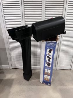 Postal Pro The Hampton Mailbox & Post Kit Black Plastic Heavy Duty with Newspaper Port PP300CBL