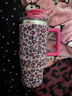 Bedazzled/ Rhinestone Cheetah Print Tumbler 