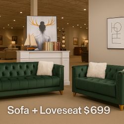 💚 Modern Tufted Sofa + Loveseat Set – ONLY $699! 💚