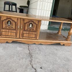 Vintage Old Farmhouse Wood Coffee Table Cabinet 