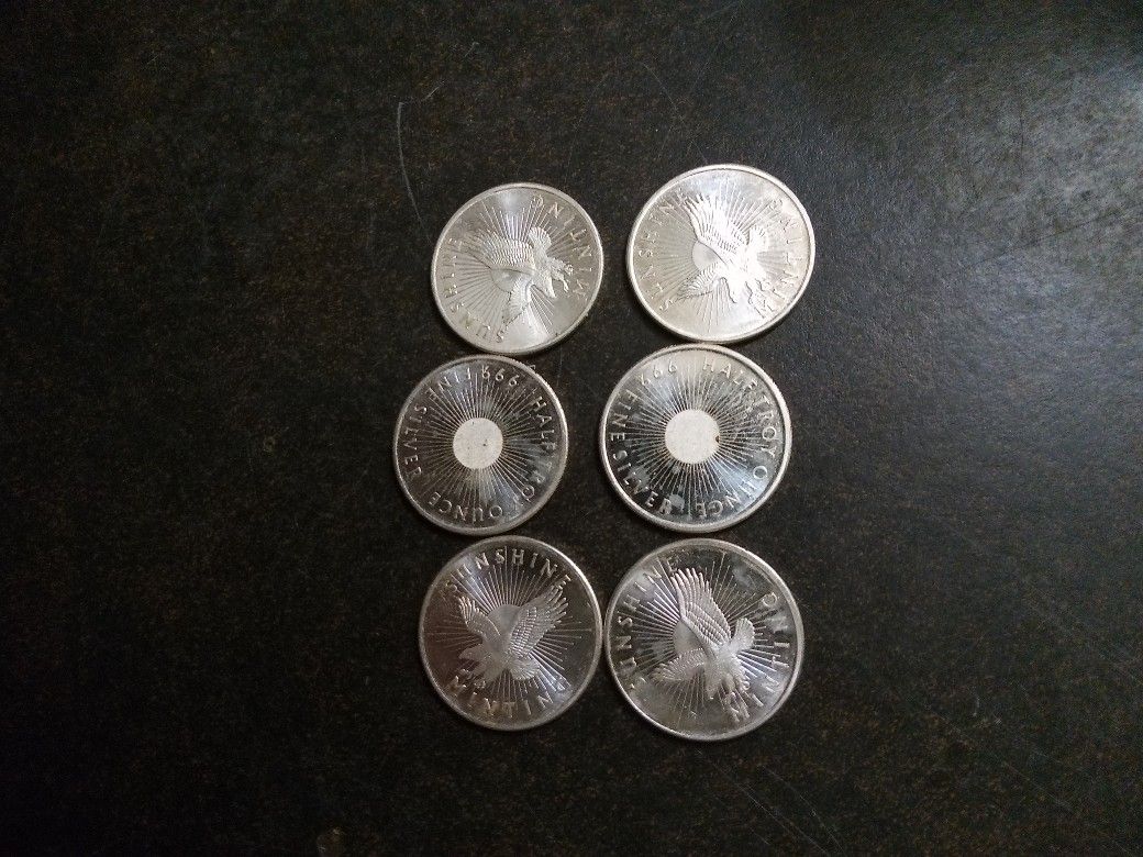 6 Half ounce Silver Rounds Lower Pri