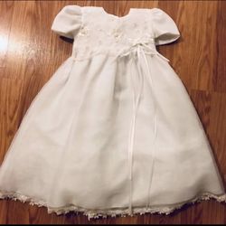Designer Infant Baptism Christening Dress Gown Sequin Pearl Floral Lace Ribbon