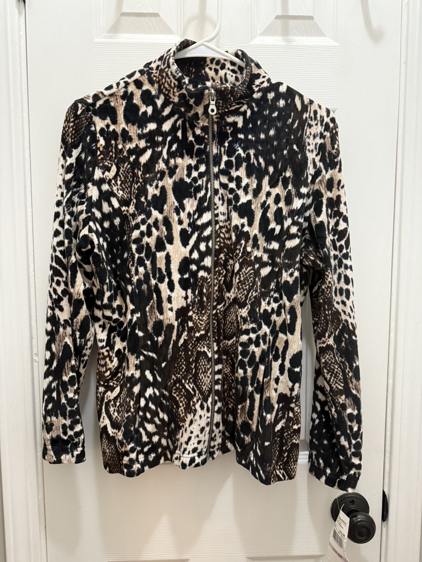 Alfred Dunner Jacket Womens 6 Petite Full Zip Long Sleeves 2 Piece With Pants