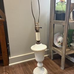 Vintage Milk Glass And Brass Lamp