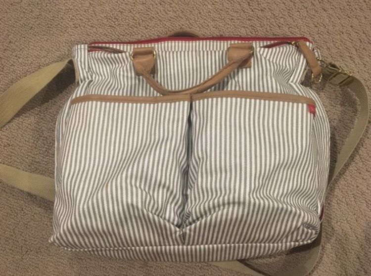 Skip Hop Duo French Stripe Diaper Bag W/changing Mat