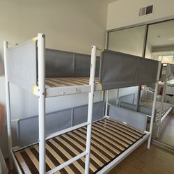 IKEA VITVAL Twin Bunk bed frame with wooden bed slats.