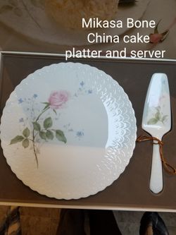Mikasa China April Rose cake plate and server