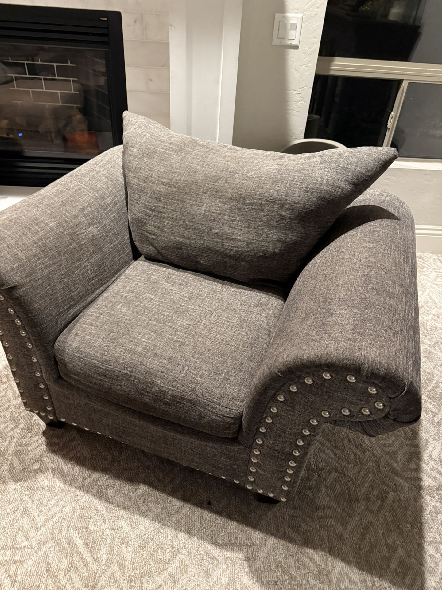 Large Gray Upholstered Chair