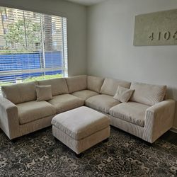 Brand New Sectional 4 Pcs Corduroy Set Beige $699  FREE LOCAL DELIVERY