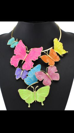 Bright multi colored butterfly necklace! Brand new! Amazing statement piece!