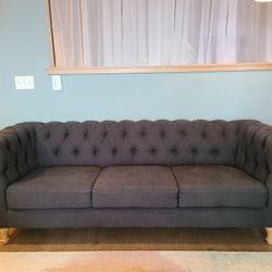 World Market Tufted Sofa, Dark Grey