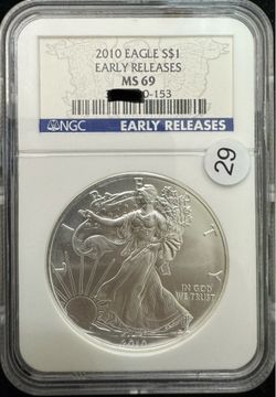 2010 American Silver Eagle Coin - NGC MS69 Early Release