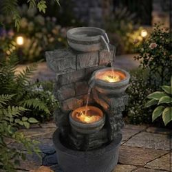 Water Fountian Outdoor 3 Tiered Bowls Floor 