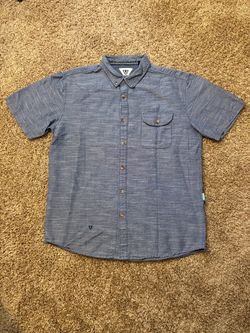 Vissla Button Down Polo Shirt Mens Size Large Blue