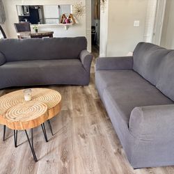 2 Matching Gray Sofas – 74 x 39