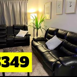 Used Faux leather sofa And Loveseat Set With 4 Electric Recliner And USB Ports