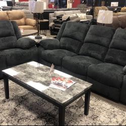 Draycoll Slate Power Reclining Living Room Set (Couch Sofa Loveseat , Sectional Options 