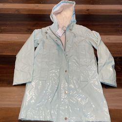 New! ASOS Mint Chocolate Chip Patent style Winter Sherpa Fleece Long Raincoat