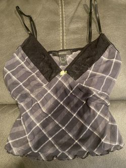 plaid sheer top size small