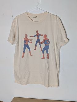 Spider-Man Pointing Meme Tee Comfort Colors Med Natural Graphic Marvel Comic Tee