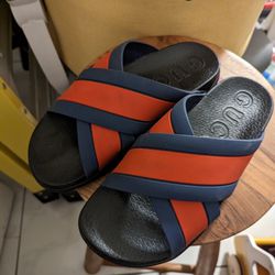 AUTHENTIC GUCCI WEB STRIPE SLIDE BLUE AND RED MEN'S SIZE 8 [8Y] NO BOX $180