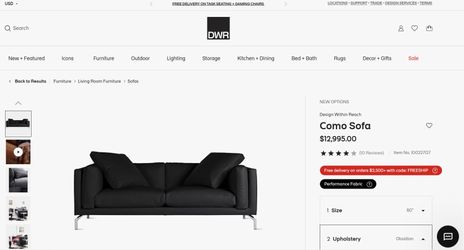 Como Sofa DWR Designer Leather