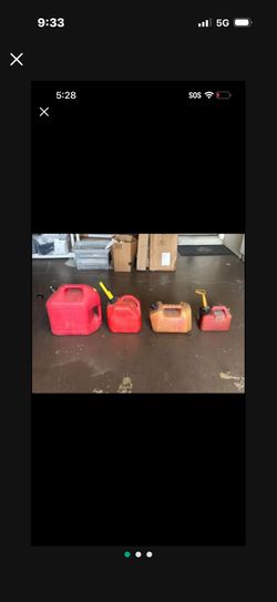 Set of 4 Plastic Gas Cans  (1 gal 6 oz-$5; 2 gal 8 oz-$10; 2 gal-$10; 5 gal-$15)