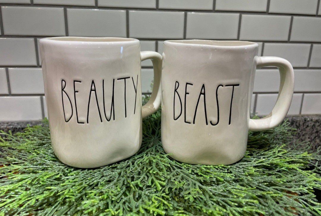 Rae Dunn Beauty Beast Mug set