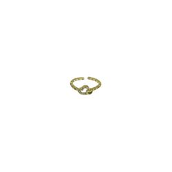 Gold Plated Cubic Zirconia Heart Link Ring