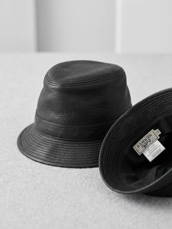 uthentic Vintage Hermès Leather Bucket Hat Size 59