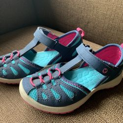 Merrell Sandals, Blue/Teal/Pink, Girls Size 12