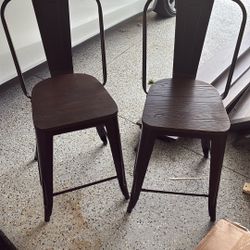 Brown Metal/wood Stools
