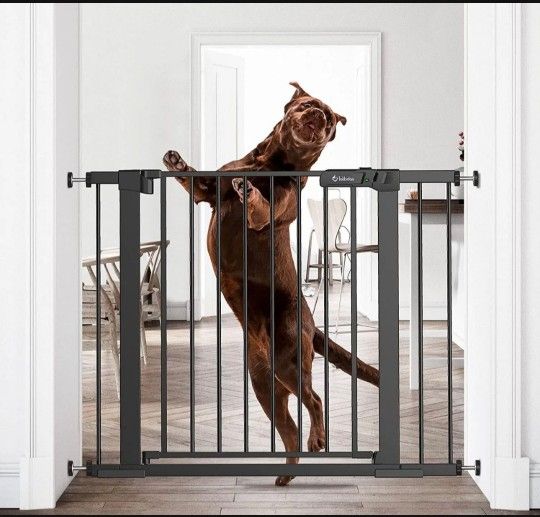 Tokkidas 29.5"-40.6" Auto Close Baby Gate, Extra Wide Child Gate with Door, Easy Walk Thru Dog Gate for Stairs, Doorways, Includes 2.75" & 5.5 Black.