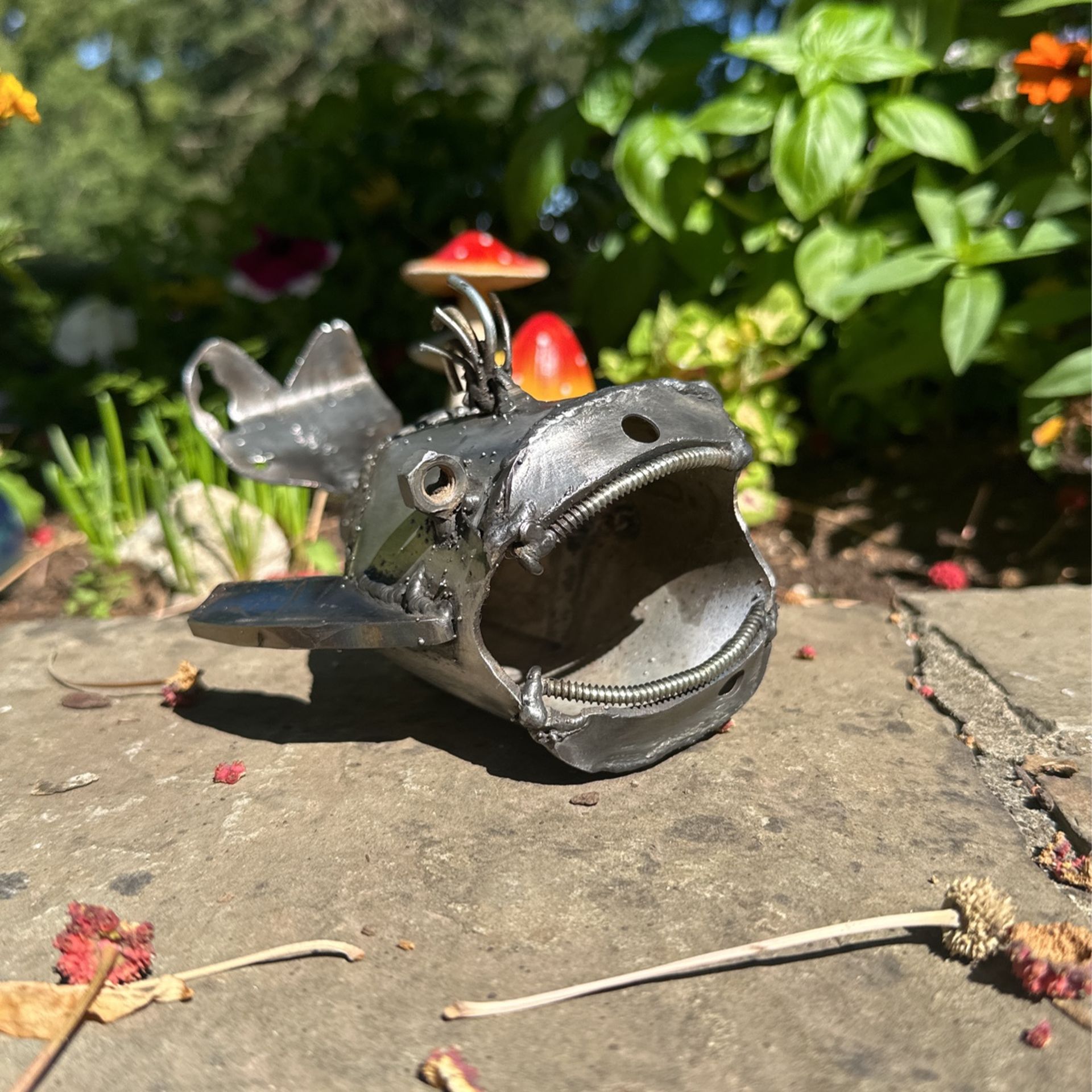 Welded Whale Garden Art