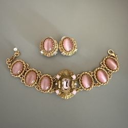 West Germany women’s pink Vintage jewelry set