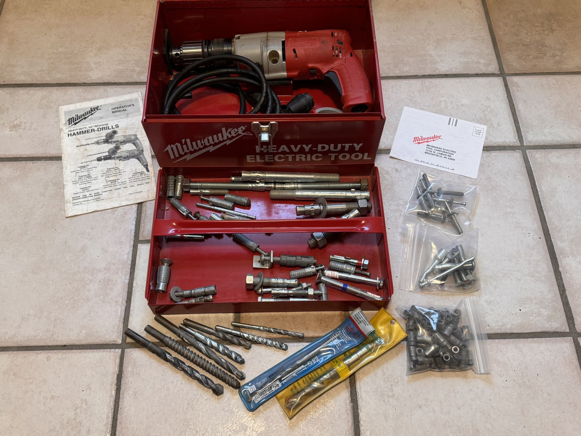 Milwaukee Hammer Drill Bits Case Tool Accessories