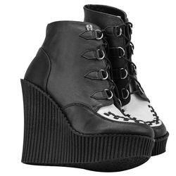 Black And White T.U.K Platform Creeper Booties