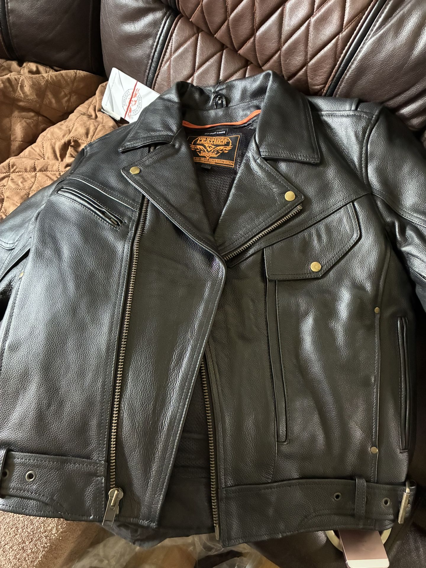 Milwaukee Leather Men's Motorcycle Jacket with Utility Pocket / Meduim Black
