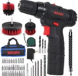 Cordless Drill/Driver Kit, 48pcs Drill Set Lithium-Ion Battery Brushes Tape Measure - 12V Max Drill 280 In-lb Torque, 18+1 Metal Clutch, 3/8" Keyless