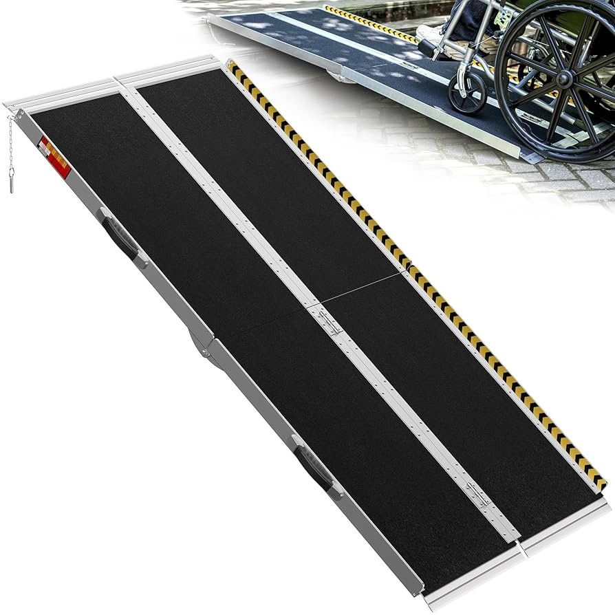 VNN 6ft Portable Wheelchair Seamless Non-Slip Aluminum Folding Ramp,brand New