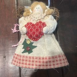 Hand Made Tree Topper angel holding a heart