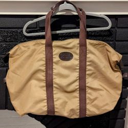 Vintage 80s Yves Saint Laurent YSL Duffle Bag Weekender Luggage Tote Bag Beige Brow