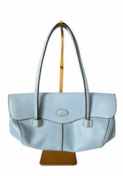 Tod’s Light Blue Pebbled Leather Shoulder Bag / Tote – Italian Designer