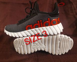 Adidas Kaptir 3.0 K - Size 3 - black red & white running shoe