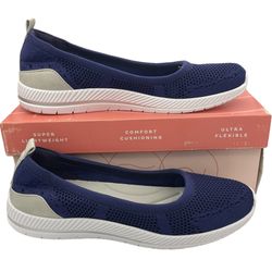 Easy Spirit Glitz knit walking slip-on comfy blue shoes women’s Size 10N