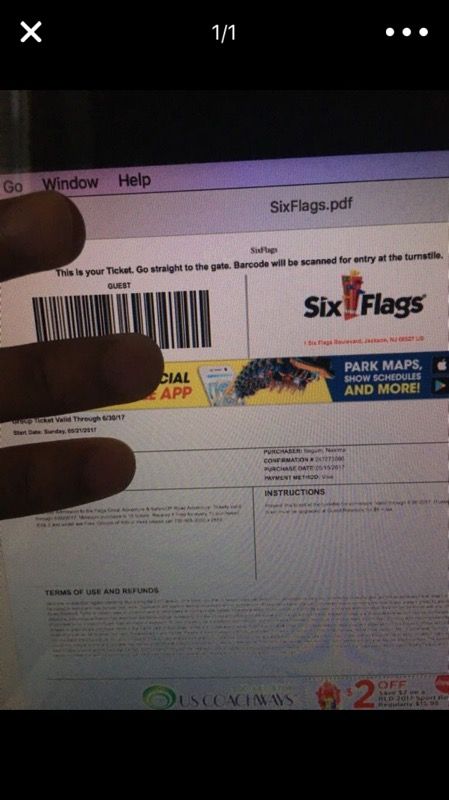 Six flags great adventure 1 day pass