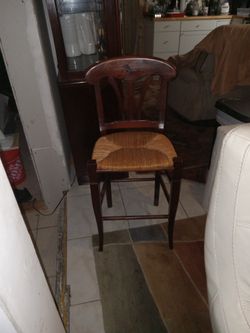 Cherry And Wicker Bar Stools 